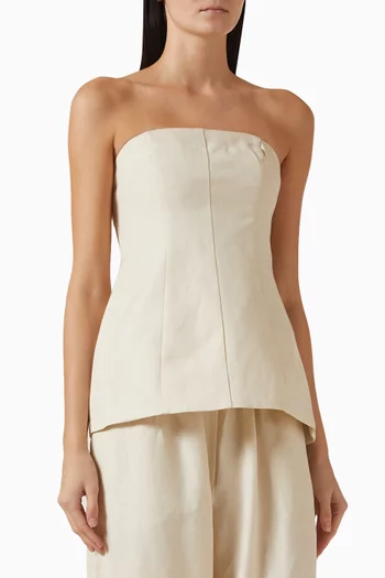 بلوزة جيجي بلا حمالات وصدرية بتصميم مشد مزيج كتان