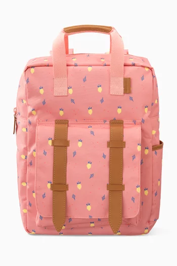 Large Summer Fruit Print Backpack in Recycled Fabric