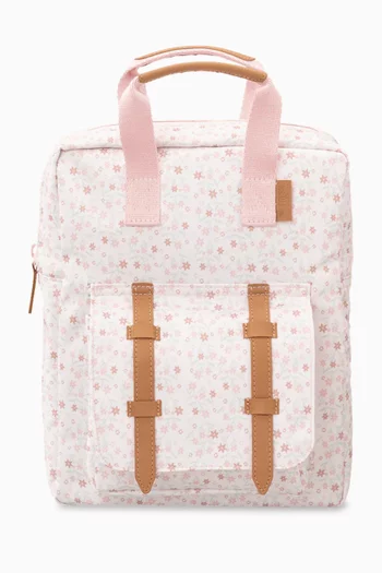 Small All-over Floral Print Backpack in Recycled Fabric