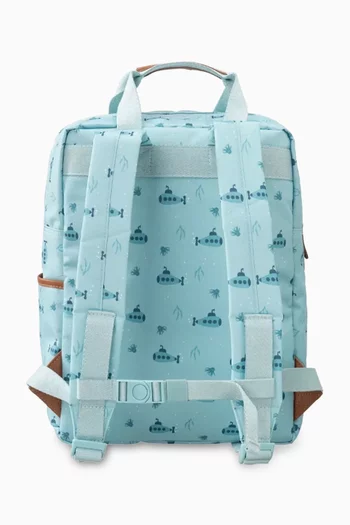 Small All-over Submarine Print Backpack in Recycled Fabric