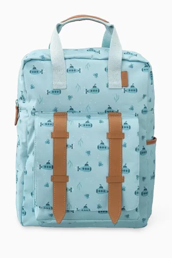 Small All-over Submarine Print Backpack in Recycled Fabric