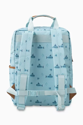 Large All-over Submarine Print Backpack in Recycled Fabric