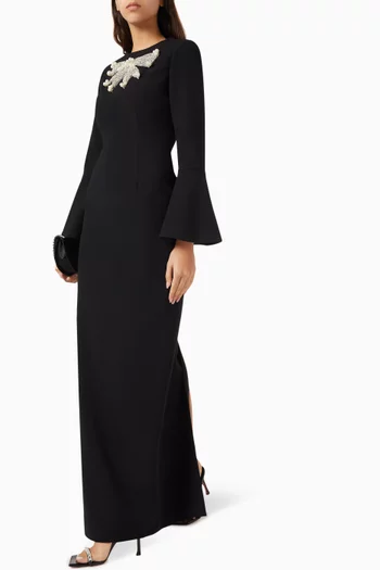 Oversized Crystal Bow Gown in Crepe