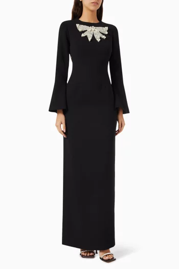 Oversized Crystal Bow Gown in Crepe