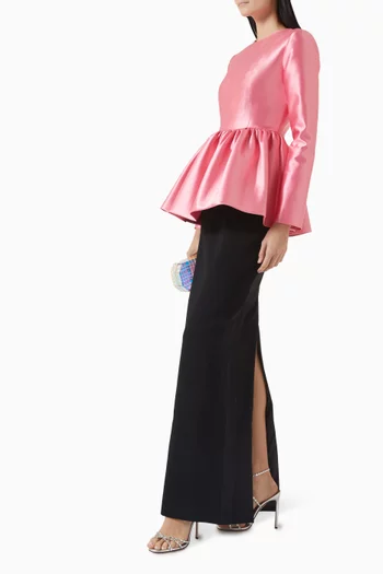 Peplum Top Gown in Crepe & Mikado