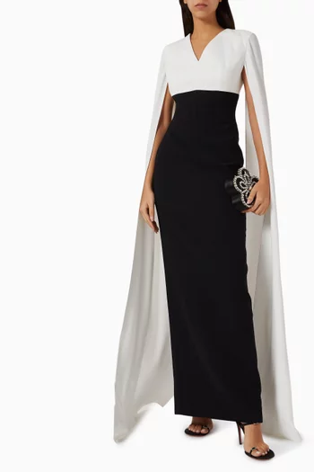 Cape Sleeve Gown in Crepe