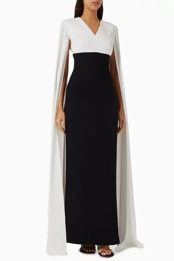 Cape Sleeve Gown in Crepe