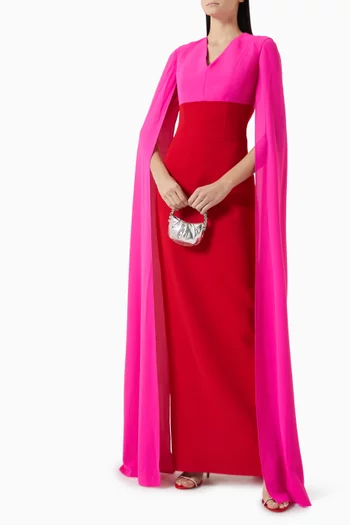 Cape Sleeve Gown in Crepe