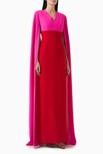 Cape Sleeve Gown in Crepe