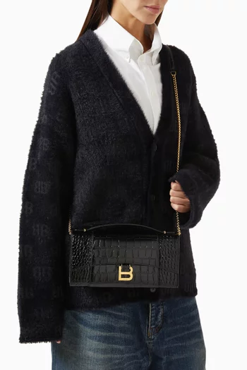 Hourglass Pochette in Croc-embossed Calfskin