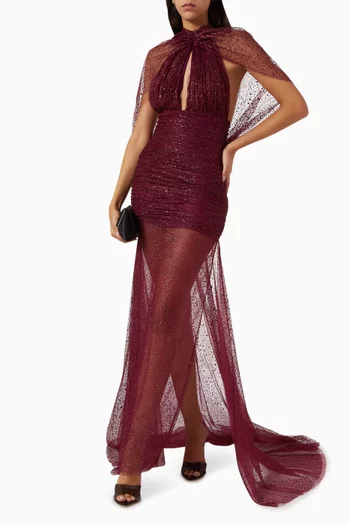 Apaise Embellished Maxi Dress in Tulle