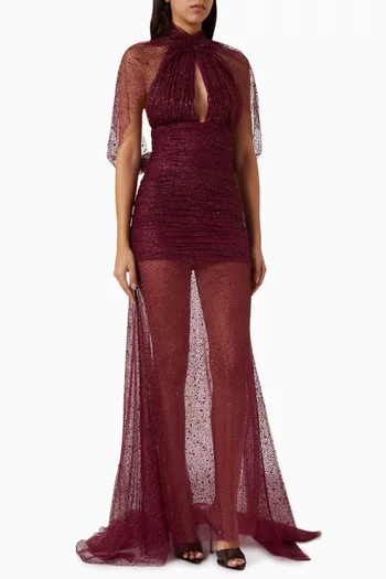Apaise Embellished Maxi Dress in Tulle