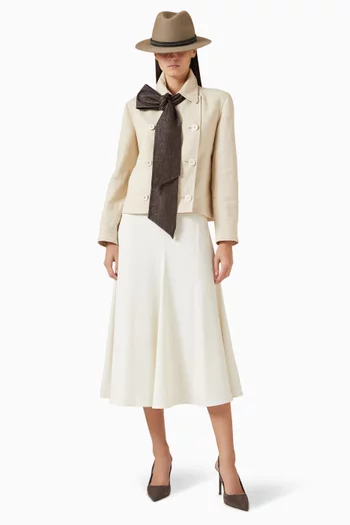 تنورة متوسطة الطول بحافة واسعة صوف بكر وغابردين