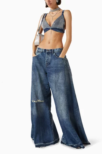 Embellished Flip Bra Top in Denim