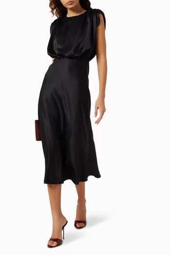 Flora Midi Dress in Satin