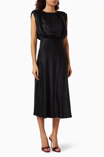 Flora Midi Dress in Satin