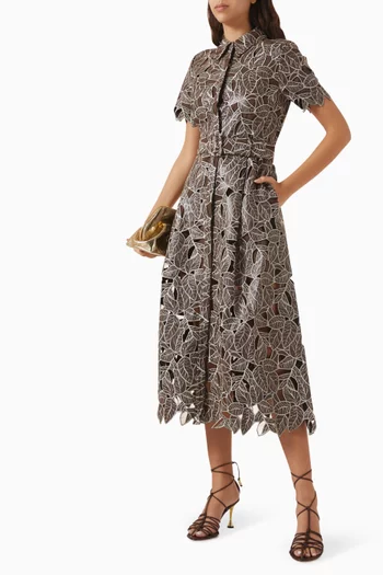 Luisa Embroidered Dress in Vegan Leather