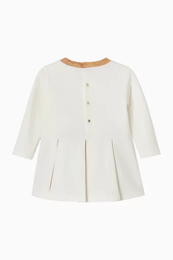 Map-trim Pleated Dress in Cotton-fleece