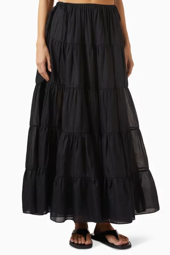 Claudia Tiered Skirt in Cotton-silk