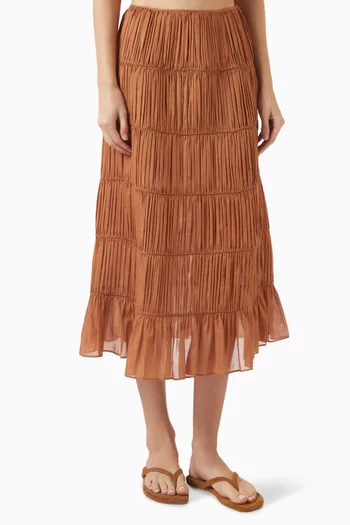 Venetia Tiered Skirt in Cotton-silk