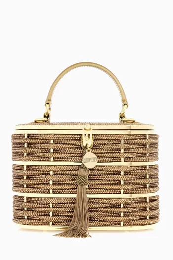 Willow Crystal Woven Top-handle Handbag