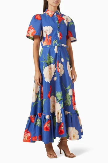 فستان بيكا متوسط الطول مزيج كتان