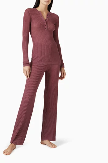 Sheer Knit Long Sleeve Henley