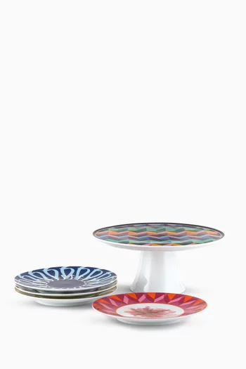 Cake Stand and Dessert Plates, Set of 4