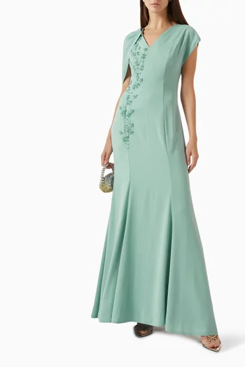 Floral-embroidered Maxi Dress