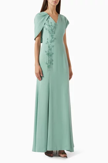 Floral-embroidered Maxi Dress