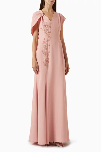 Floral-embroidered Maxi Dress
