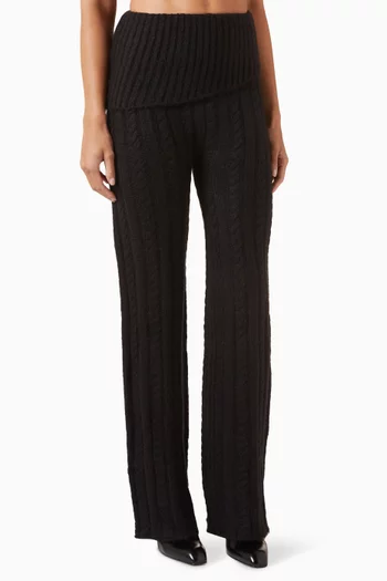 Foldover Pants in Cable-knit