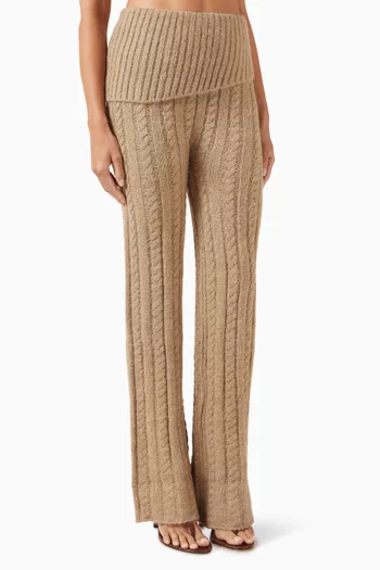 Foldover Pants in Cable-knit