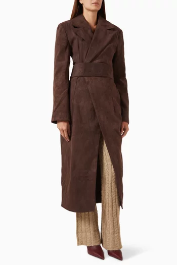 Asymmetric Coat in Suede
