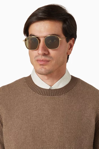 Orizzonte Aviator Sunglasses in Gold-tone Metal