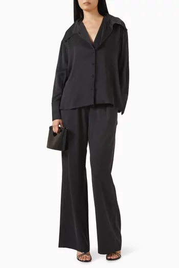 قميص بقصة فضفاضة حرير جاكار