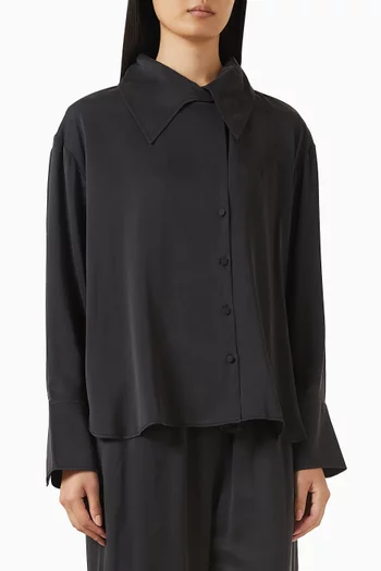 قميص بقصة فضفاضة حرير جاكار