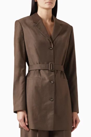 Belted Blazer in Wool