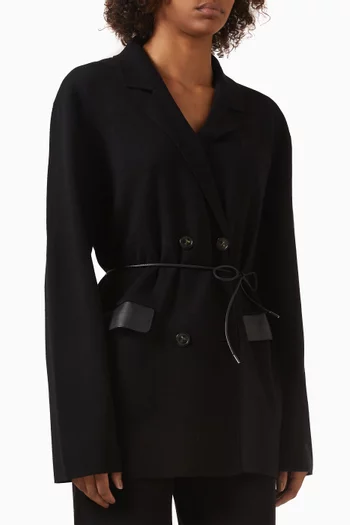 Belted Blazer in Merino-cotton Knit