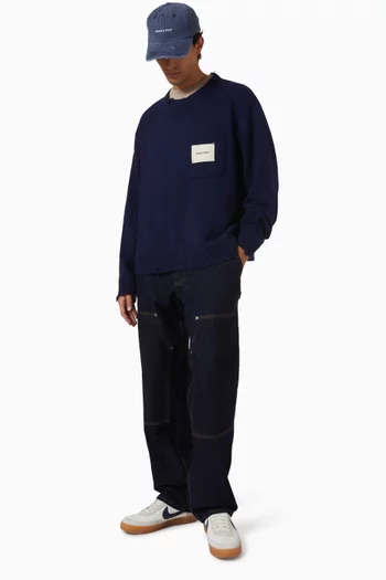 Distressed Chest Pocket Sweater in Knit