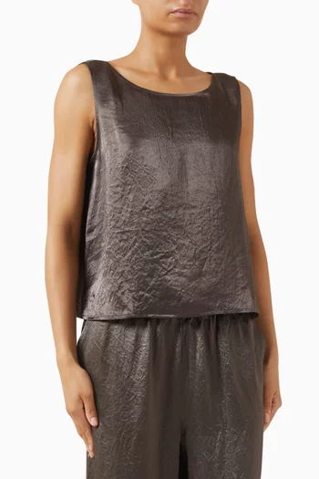 Ballet Neck Tank Top in Textured Satin