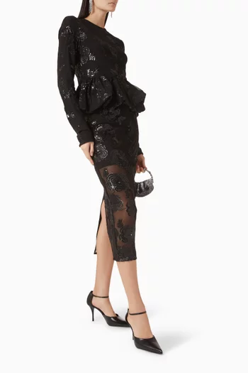 Sequin-embellished Midi Skirt