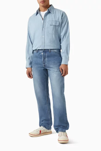 قميص عمال دينم بلون باهت