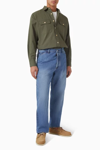 قميص عمال قطن مقاوم للتمزق