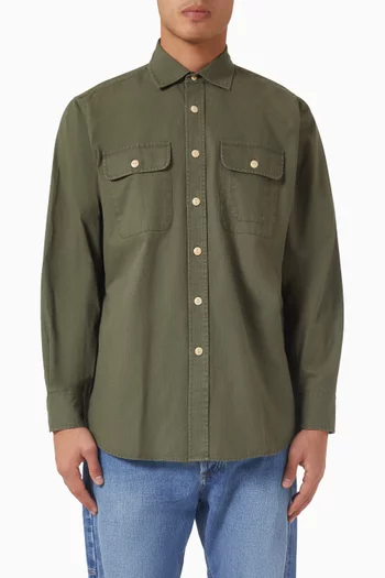 قميص عمال قطن مقاوم للتمزق