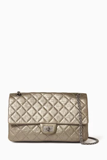 حقيبة ريإيشو بغطاء قلاب وثلاثة أقسام داخلية جلد لامع مبطن 