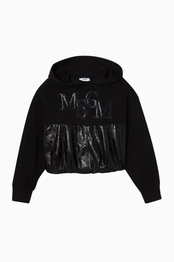 Logo Hoodie in Eco Leather & Fleece