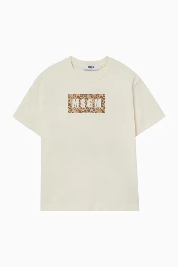 Leopard-print Logo T-shirt in Cotton Jersey