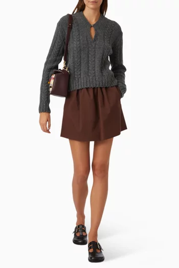Belted Mini Skirt in Cotton & silk