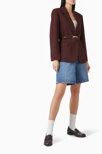 Chain Belted Suit Jacket in Wool-blend